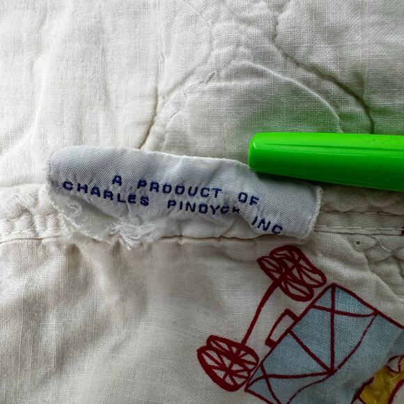 VTG Elephant Giraffe Circus Zoo Carldyke Quilted Baby Blanket Pink Blue - Picture 10 of 12